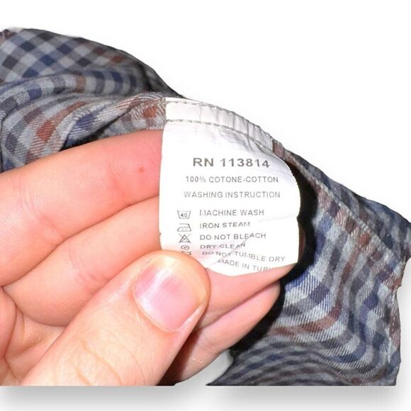 Billy Reid Gray Check Brushed Oxford Button Down Shirt Size S - Picture 7 of 8